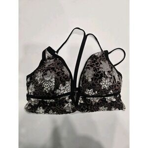 PINK Victoria's Secret Floral Bralette Women's Size M Adjustable Straps Black